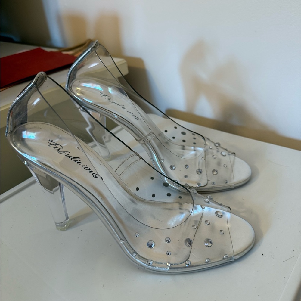Clear Rhinestone Embellished Heels